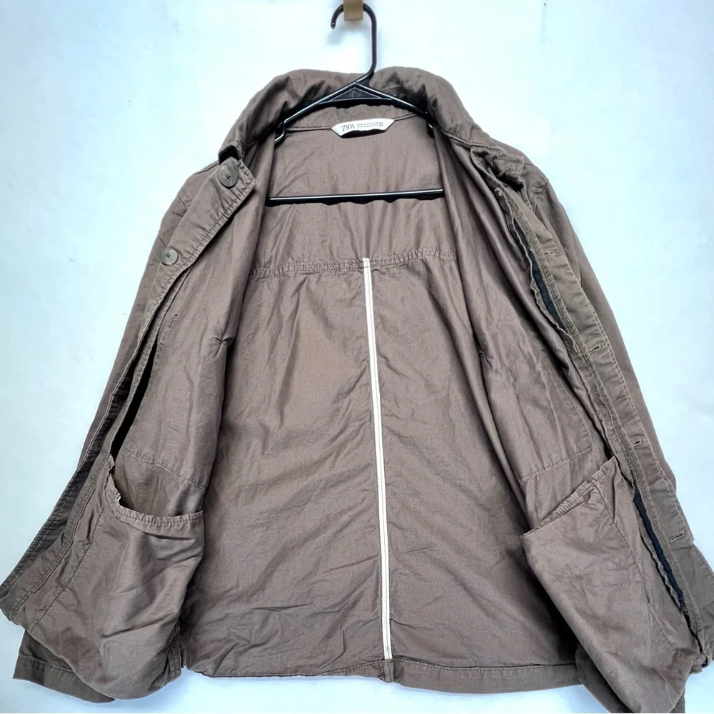 Zara‎ Men’s Twill Utility Coat Brown-Small